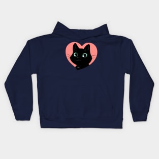 I Heart Black Cats! (Fancy Edition) Kids Hoodie